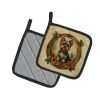 Yorkie Christmas Flowers Pair of Pot Holders Kitchen Heat Resistant Pot Holders Sets Oven Hot Pads for Cooking Baking BBQ, 7 1/2 x 7 1/2