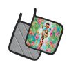 NEW Hippie Animal Giraffe Pair of Pot Holders Kitchen Heat Resistant Pot Holders Sets Oven Hot Pads for Cooking Baking BBQ, 7 1/2 x 7 1/2