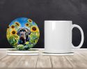 Neapolitan Mastiff in Sunflowers Large Sandstone Coasters Pack of 4 Absorbent Round Coasters Decor Gifts for Men or Women, 4 in, Multicolor