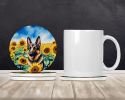 German Shepherd in Sunflowers Large Sandstone Coasters Pack of 4 Absorbent Round Coasters Decor Gifts for Men or Women, 4 in, Multicolor