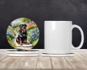 Rottweiler Spring Path Large Sandstone Coasters Pack of 4 Absorbent Round Coasters Decor Gifts for Men or Women, 4 in, Multicolor