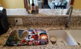 Greater Swiss Mountain Dog and Santa Claus Dish Drying Mat Absorbent Dish Drying Mat Pad for Kitchen Counter Dish Drainer Mat for Countertop, 14 x 21"