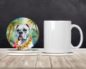 White Boxer Luau Large Sandstone Coasters Pack of 4 Absorbent Round Coasters Decor Gifts for Men or Women, 4 in, Multicolor