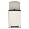 13 Gallon 50L Kitchen Foot Pedal Operated Soft Close Trash Can - Stainless Steel Rectangular Bustbin with 30 Garbage Bags - White