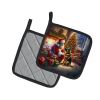 German Shepherd and Santa Claus Pair of Pot Holders Kitchen Heat Resistant Pot Holders Sets Oven Hot Pads for Cooking Baking BBQ, 7 1/2 x 7 1/2