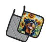 Rottweiler in Sunflowers Pair of Pot Holders Kitchen Heat Resistant Pot Holders Sets Oven Hot Pads for Cooking Baking BBQ, 7 1/2 x 7 1/2