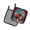 Moose Christmas Pair of Pot Holders Kitchen Heat Resistant Pot Holders Sets Oven Hot Pads for Cooking Baking BBQ, 7 1/2 x 7 1/2