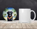 Black Labrador Retriever Luau Large Sandstone Coasters Pack of 4 Absorbent Round Coasters Decor Gifts for Men or Women, 4 in, Multicolor