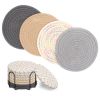 8pcs Round Coasters Cotton Trivets Set Woven Placemats 4.3 inch and 11.8 inch Diameter 100% Pure Eco Cotton, Boho, Farmhouse, Mid Century Modern