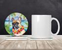 French Bulldog Luau Large Sandstone Coasters Pack of 4 Absorbent Round Coasters Decor Gifts for Men or Women, 4 in, Multicolor