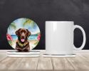 Chocolate Labrador Retriever Luau Large Sandstone Coasters Pack of 4 Absorbent Round Coasters Decor Gifts for Men or Women, 4 in, Multicolor