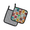Lots of Black and Whtie Papillon Pair of Pot Holders Kitchen Heat Resistant Pot Holders Sets Oven Hot Pads for Cooking Baking BBQ, 7 1/2 x 7 1/2