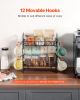 2 Tier Coffee Bar Organizer for Countertop with 12 Movable Hooks Mug Holder