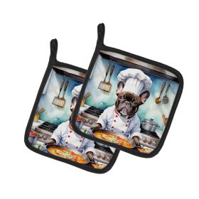 French Bulldog The Chef Pair of Pot Holders Kitchen Heat Resistant Pot Holders Sets Oven Hot Pads for Cooking Baking BBQ, 7 1/2 x 7 1/2 (Default: Default)