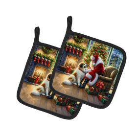Great Pyrenees and Santa Claus Pair of Pot Holders Kitchen Heat Resistant Pot Holders Sets Oven Hot Pads for Cooking Baking BBQ, 7 1/2 x 7 1/2 (Default: Default)