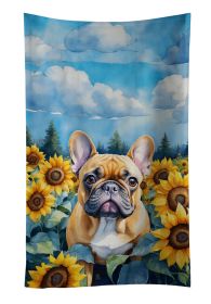 French Bulldog in Sunflowers Kitchen Towel Dish Cloths Guest Hand Towel Decorative Bathroom Towel for Face,Tea, Dishcloth, Kitchen and Bath (Default: Default)