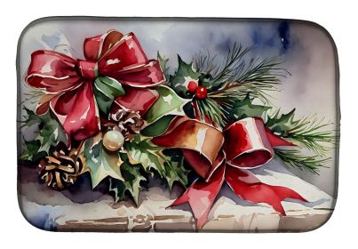 Christmas Bows & Ribbons Dish Drying Mat Absorbent Dish Drying Mat Pad for Kitchen Counter Dish Drainer Mat for Countertop, 14 x 21", Multicolor (Default: Default)