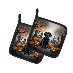 Black Labrador Retriever Spooky Halloween Pair of Pot Holders Kitchen Heat Resistant Pot Holders Sets Oven Hot Pads for Cooking Baking BBQ (Default: Default)