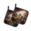 Golden Retriever Spooky Halloween Pair of Pot Holders Kitchen Heat Resistant Pot Holders Sets Oven Hot Pads for Cooking Baking BBQ, 7 1/2 x 7 1/2