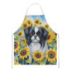 Japanese Chin in Sunflowers Apron Cooking Kitchen Server Baking Crafts Gardening for Adult Women Men, Unisex, Large, Multicolor