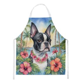 Boston Terrier Luau Apron Cooking Kitchen Server Baking Crafts Gardening for Adult Women Men, Unisex, Large, Multicolor (Default: Default)