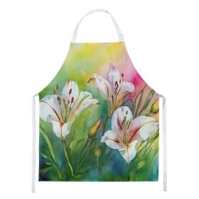 Utah Sego Lilies in Watercolor Apron Cooking Kitchen Server Baking Crafts Gardening for Adult Women Men, Unisex, Large, Multicolor (Default: Default)