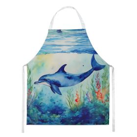 Dolphin Apron Cooking Kitchen Server Baking Crafts Gardening for Adult Women Men, Unisex, Large, Multicolor (Default: Default)