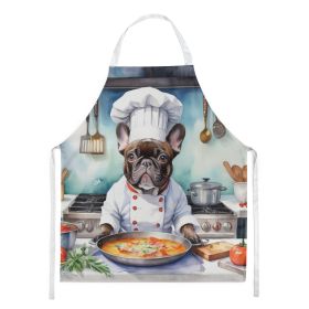 French Bulldog The Chef Apron Cooking Kitchen Server Baking Crafts Gardening for Adult Women Men, Unisex, Large, Multicolor (Default: Default)