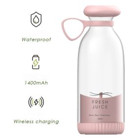 350ml Electric Juicer Blender Mini Portable Blender Bottle USB Rechargeable Fruit Mixers Juicers Multifunction Juice Maker Machine Food Milkshake Cup (Color: Pink)