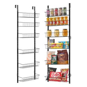 6-Tier Over the Door Pantry Organizer Hanging Storage Rack Adjustable Kitchen (Number of Layers: 6, Color: Black)