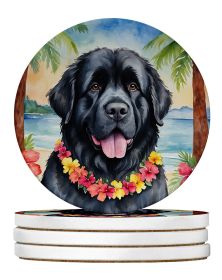 Newfoundland Luau Large Sandstone Coasters Pack of 4 Absorbent Round Coasters Decor Gifts for Men or Women, 4 in, Multicolor (Default: Default)