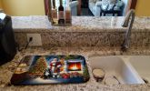 Bernese Mountain Dog and Santa Claus Dish Drying Mat Absorbent Dish Drying Mat Pad for Kitchen Counter Dish Drainer Mat for Countertop, 14 x 21"