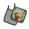 Labradoodle in Sunflowers Pair of Pot Holders Kitchen Heat Resistant Pot Holders Sets Oven Hot Pads for Cooking Baking BBQ, 7 1/2 x 7 1/2